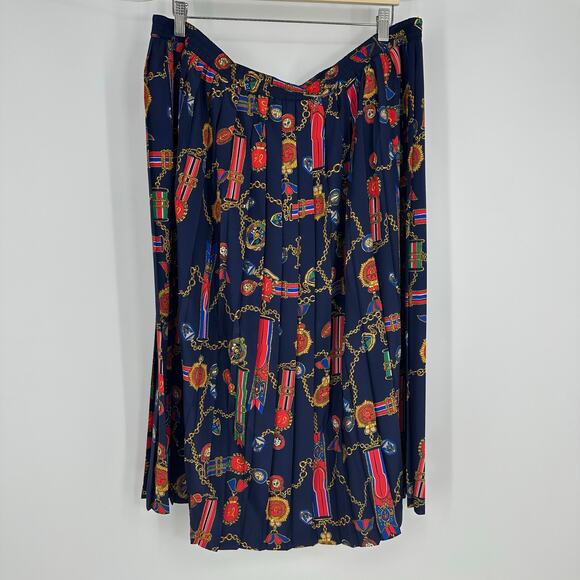 Vintage Alfred Dunner Womens 24W Pleated Skirt Elastic Waist Nautical Colorful - Picture 5 of 9